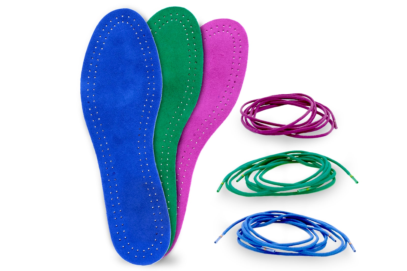 Farbige Veloursledersohle inkl. Schnürsenkel