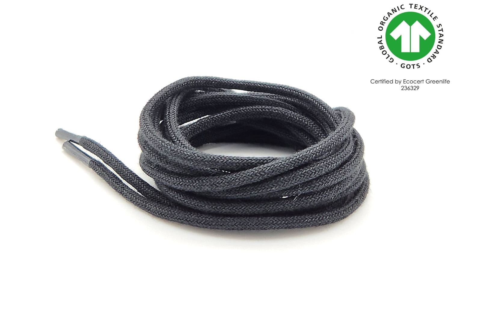 GOTS-zertifizierter runder Bio-Schnürsenkel – dünn & abbaubar