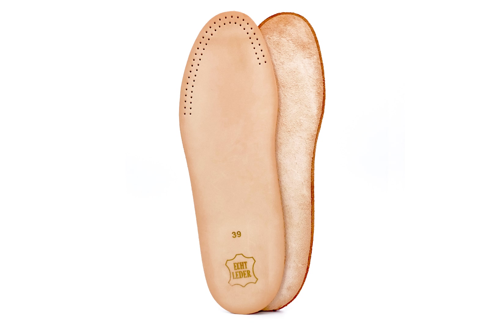 Ergonomische Leder-Einlegesohle mit Fersenpolsterung