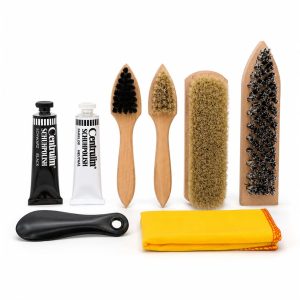 Schuhputzset 8-teilig | Schuhpflege Set mit Bürsten & Schuhcreme